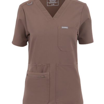 MYNTS MYNTS V-Neck Pocket Genius – Scrub Top Women WMT001 Sahara Mokka