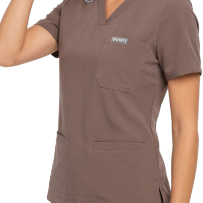 MYNTS MYNTS V-Neck Two Pockets – Scrub Top Women WMT002 Sahara Mokka